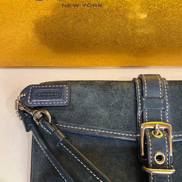 PRELOVED COACH BLUE SUEDE WALLET - Picture 3 of 5